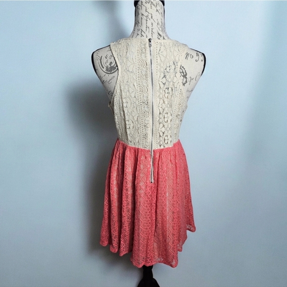 Yahada Pink/Coral Lace Dress|Women's Size Large - Picture 8 of 8